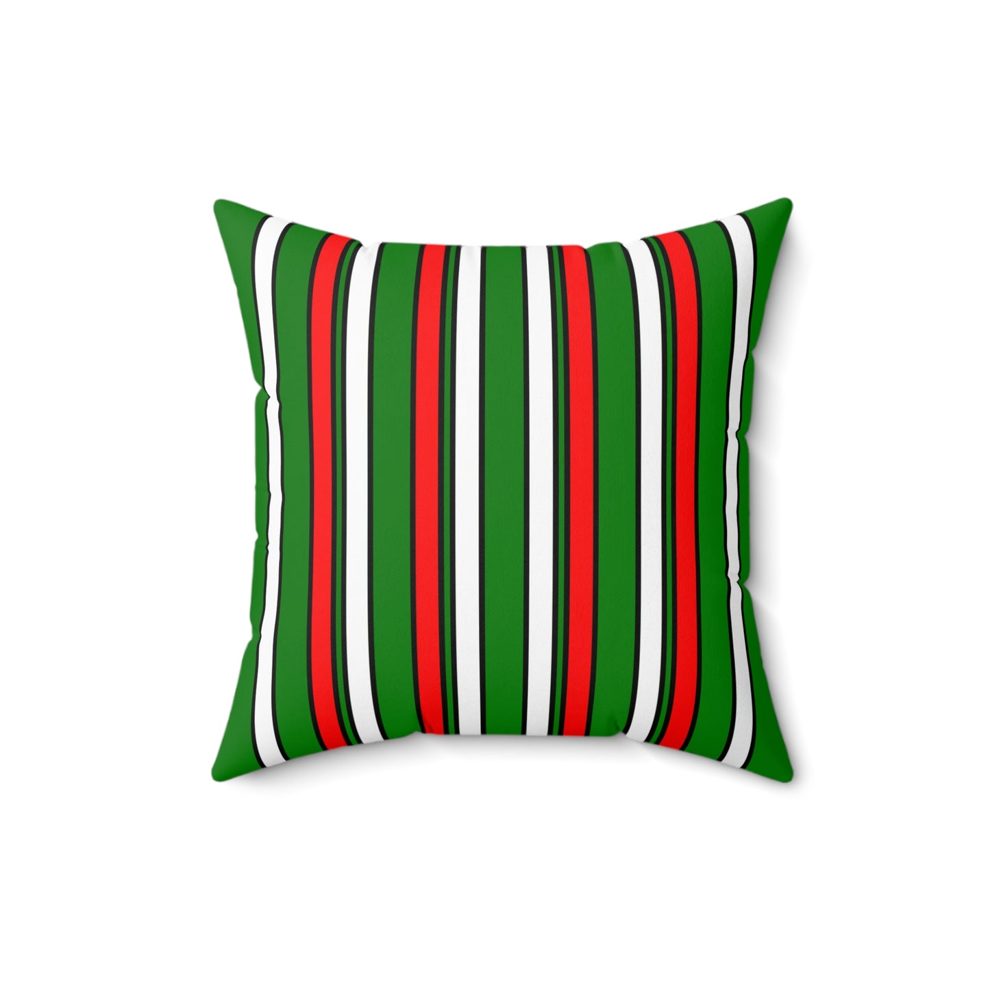 Green, White, Red Retro Stripes Cushion Pillow