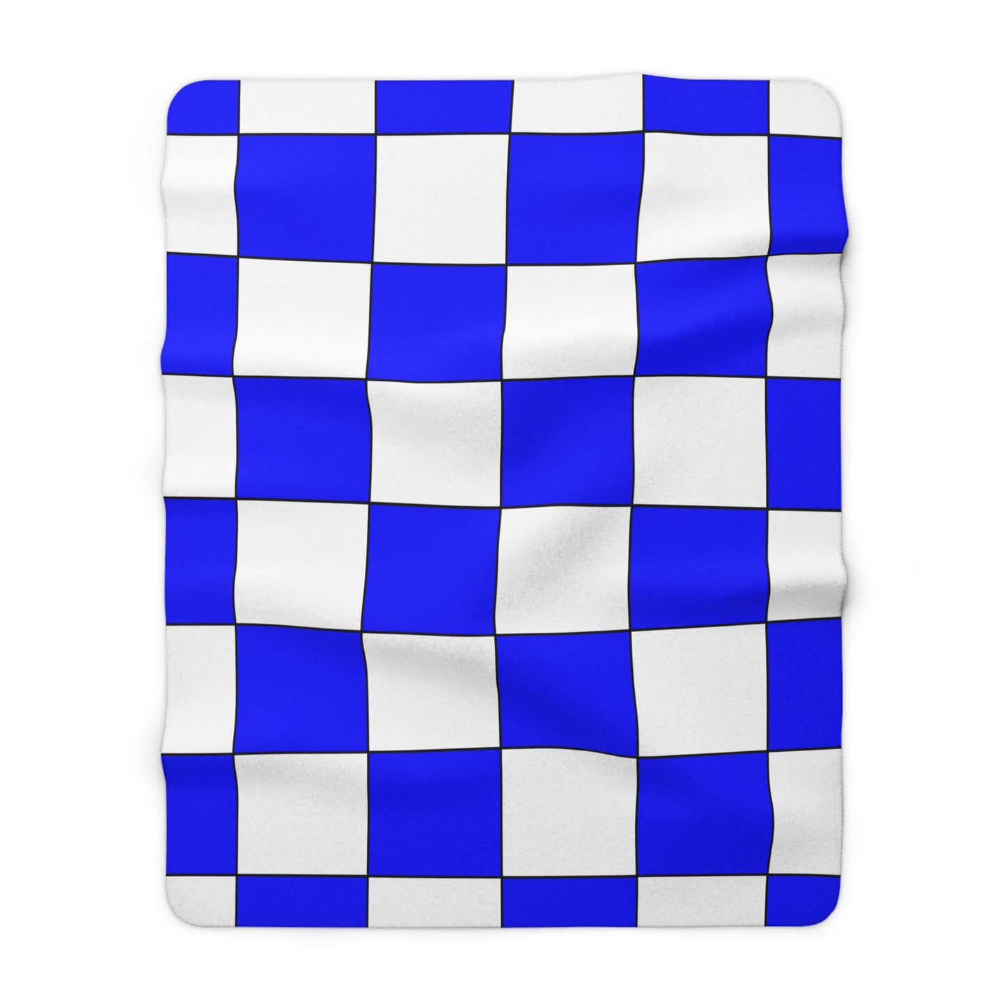 Blue, White Retro Check Blanket Throw