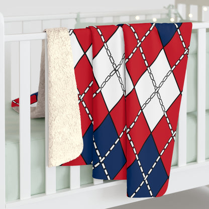 Dominican Republic Retro Argyle Blanket Throw