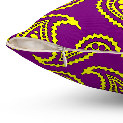 Purple, Yellow Retro Paisley Cushion Pillow