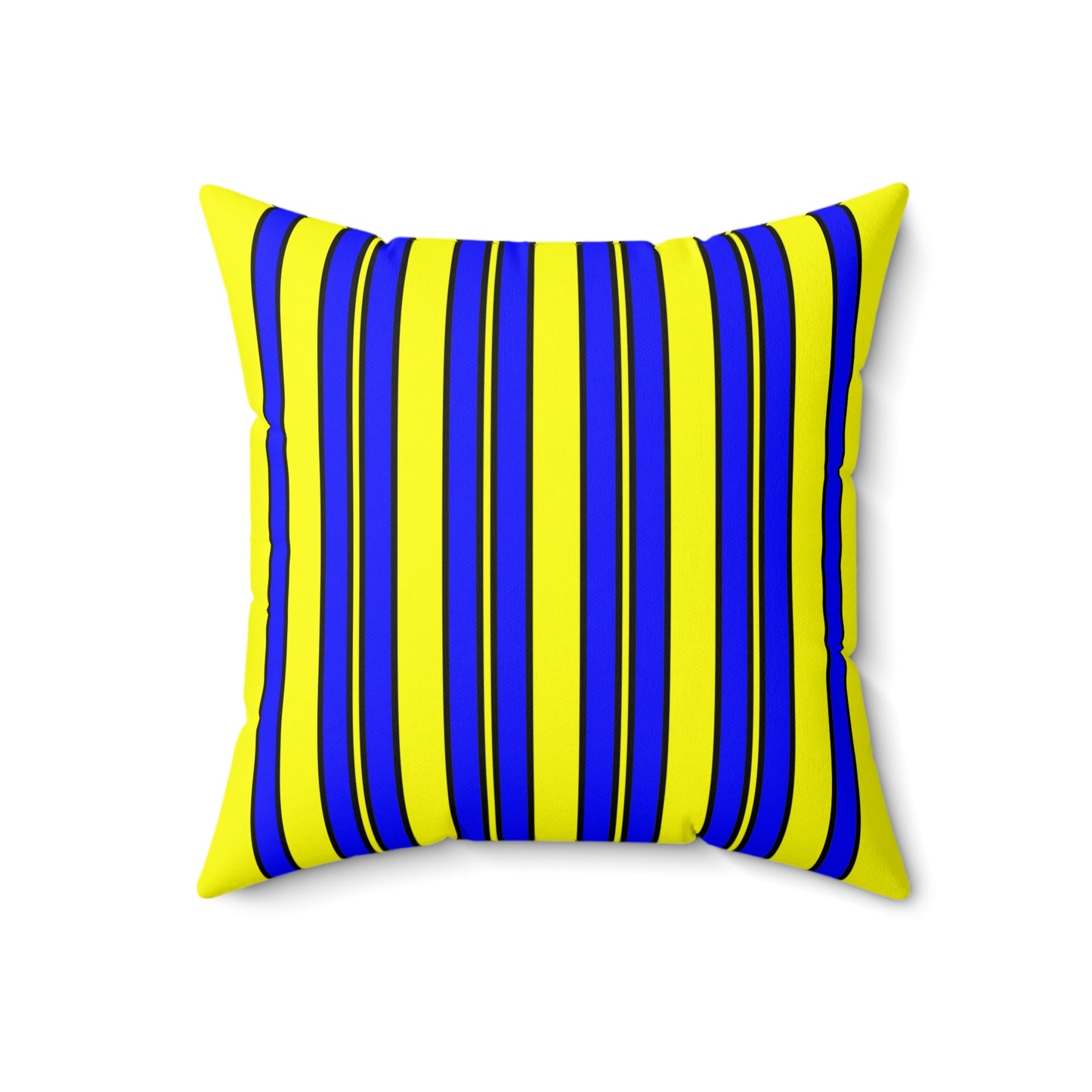 Yellow, Blue Retro Stripes Cushion Pillow
