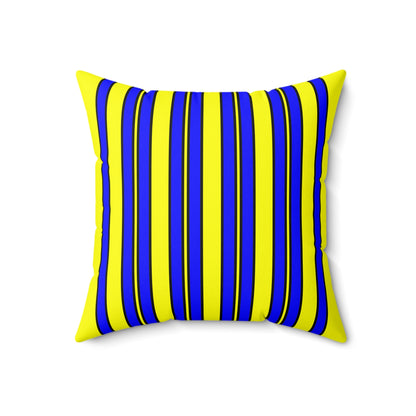 Yellow, Blue Retro Stripes Cushion Pillow