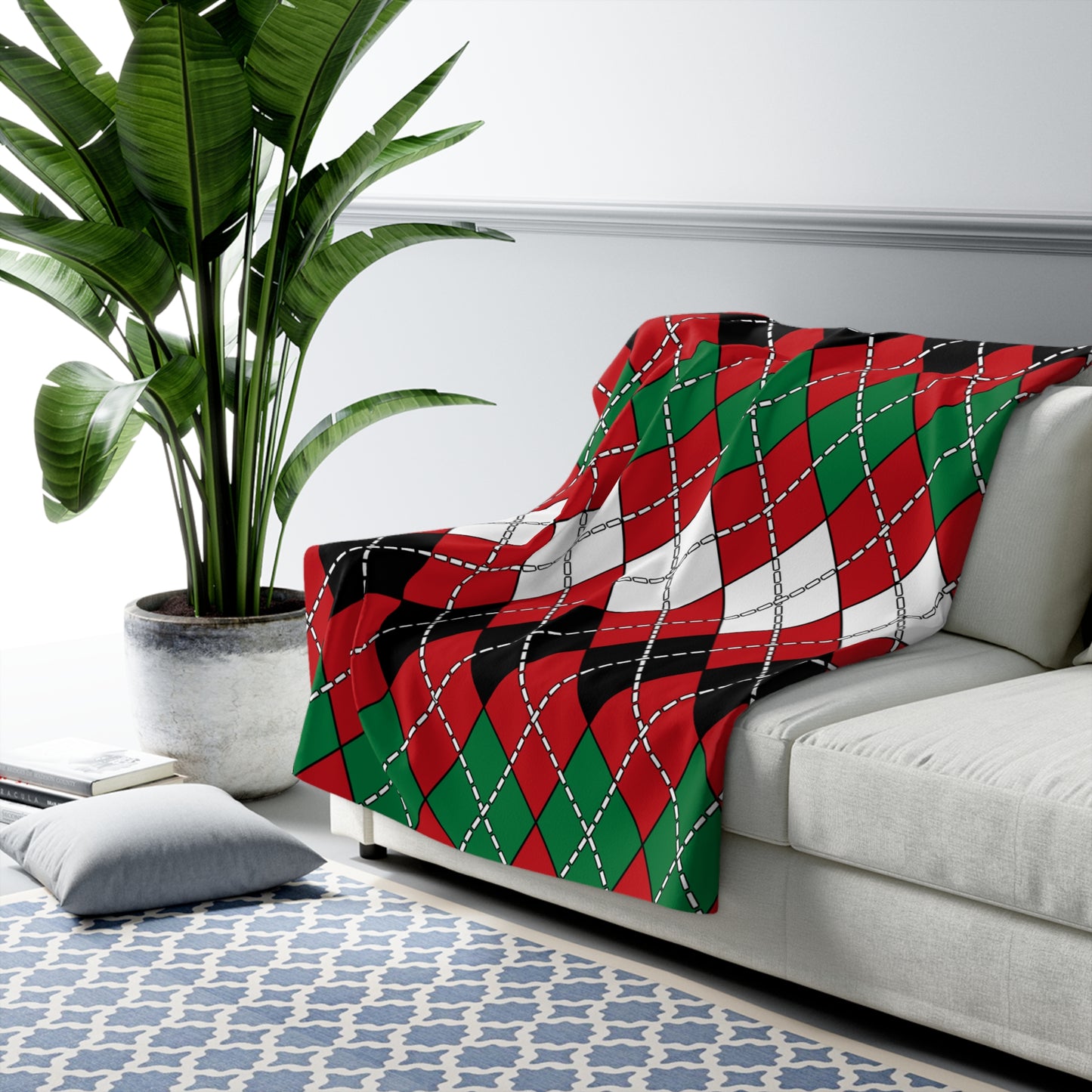 Western Sahara Retro Argyle Blanket Throw
