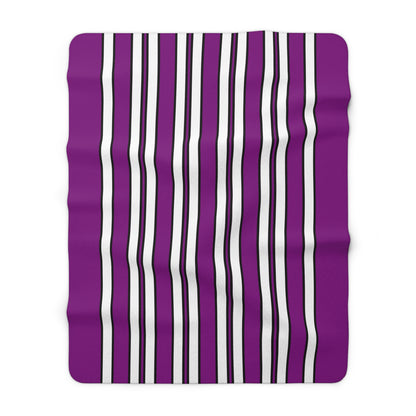Purple, White Retro Stripes Blanket Throw