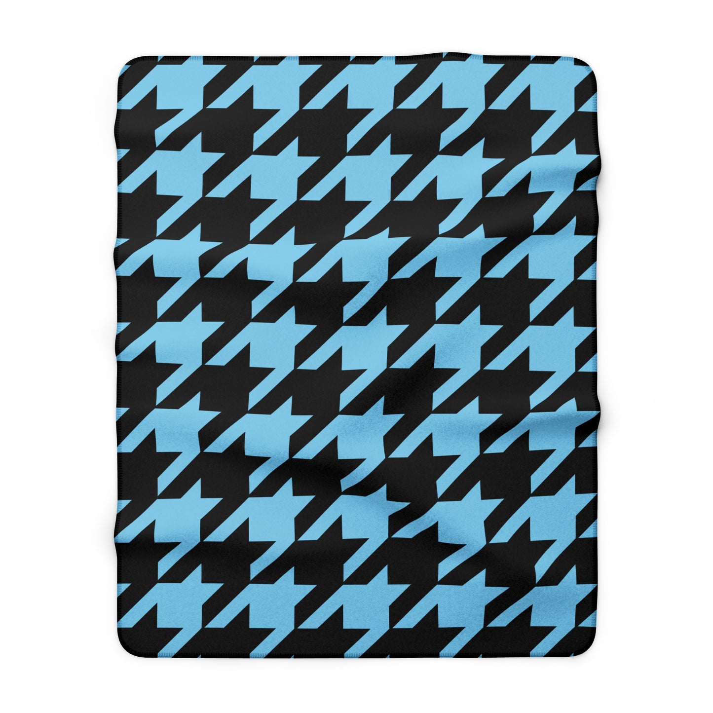 Sky Blue, Black Retro Houndstooth Blanket Throw