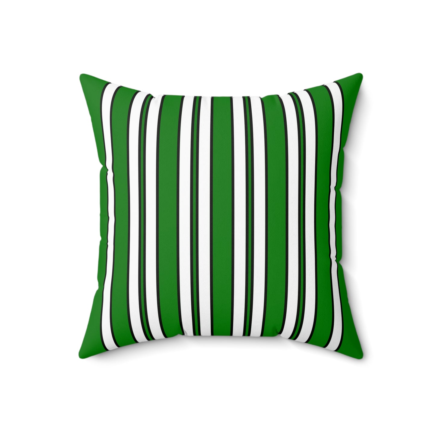 Green, White Retro Stripes Cushion Pillow