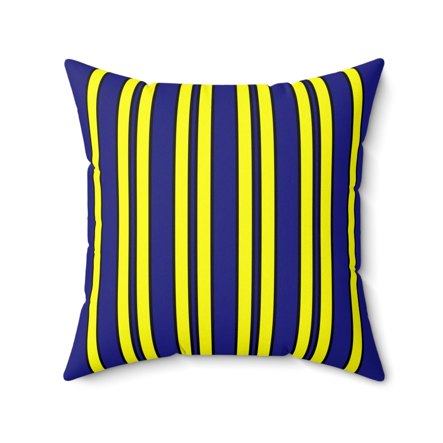 Navy Blue, Yellow Retro Stripes Cushion Pillow