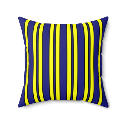 Navy Blue, Yellow Retro Stripes Cushion Pillow