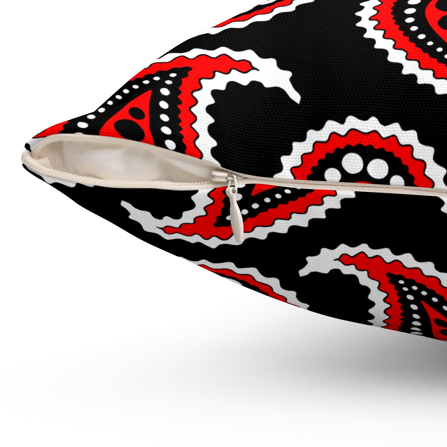 Black, White, Red Retro Paisley Cushion Pillow