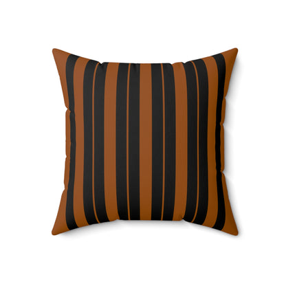 Brown, Black Retro Stripes Cushion Pillow
