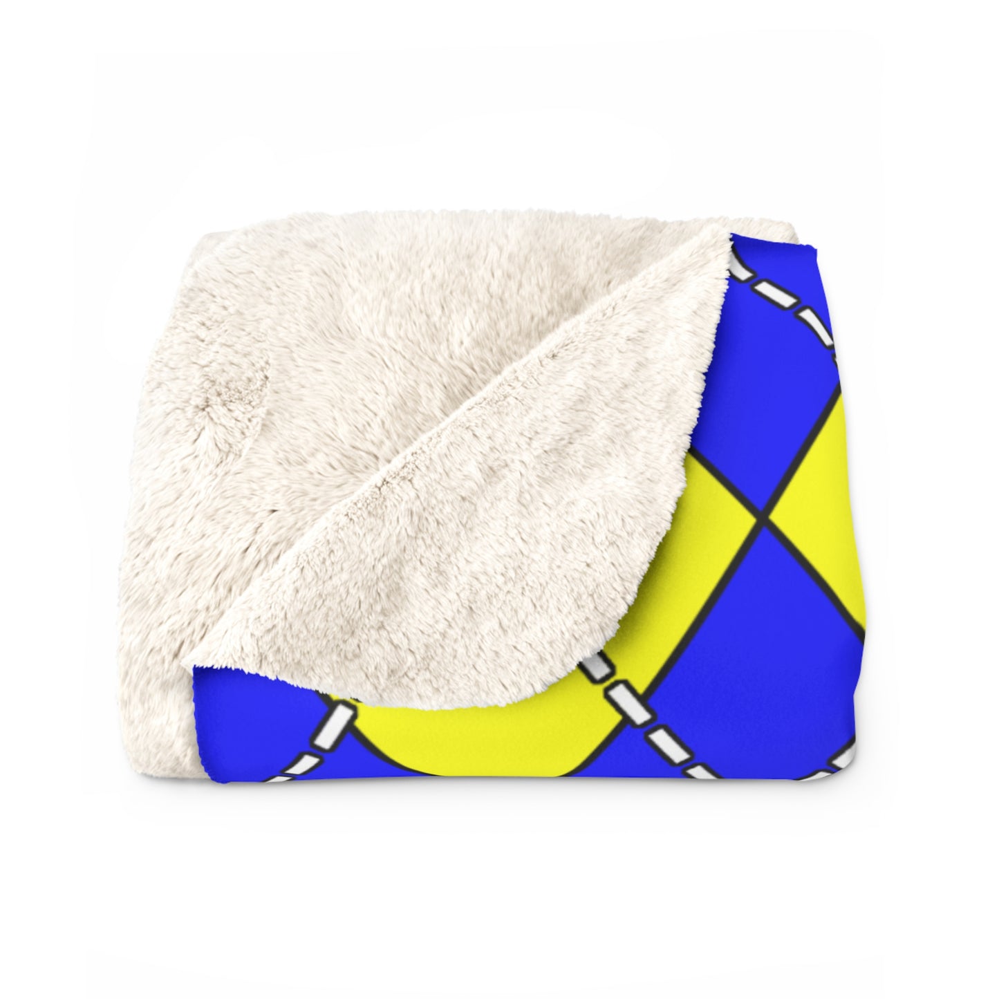 Blue, Yellow Retro Argyle Blanket Throw