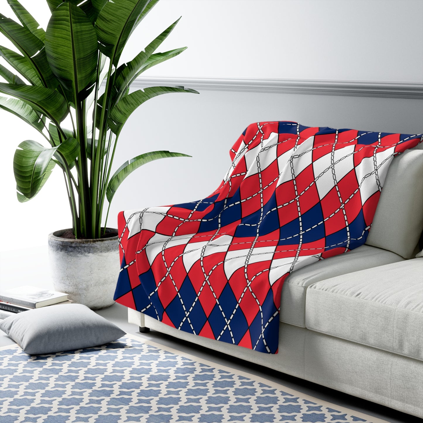 Norway Retro Argyle Blanket Throw