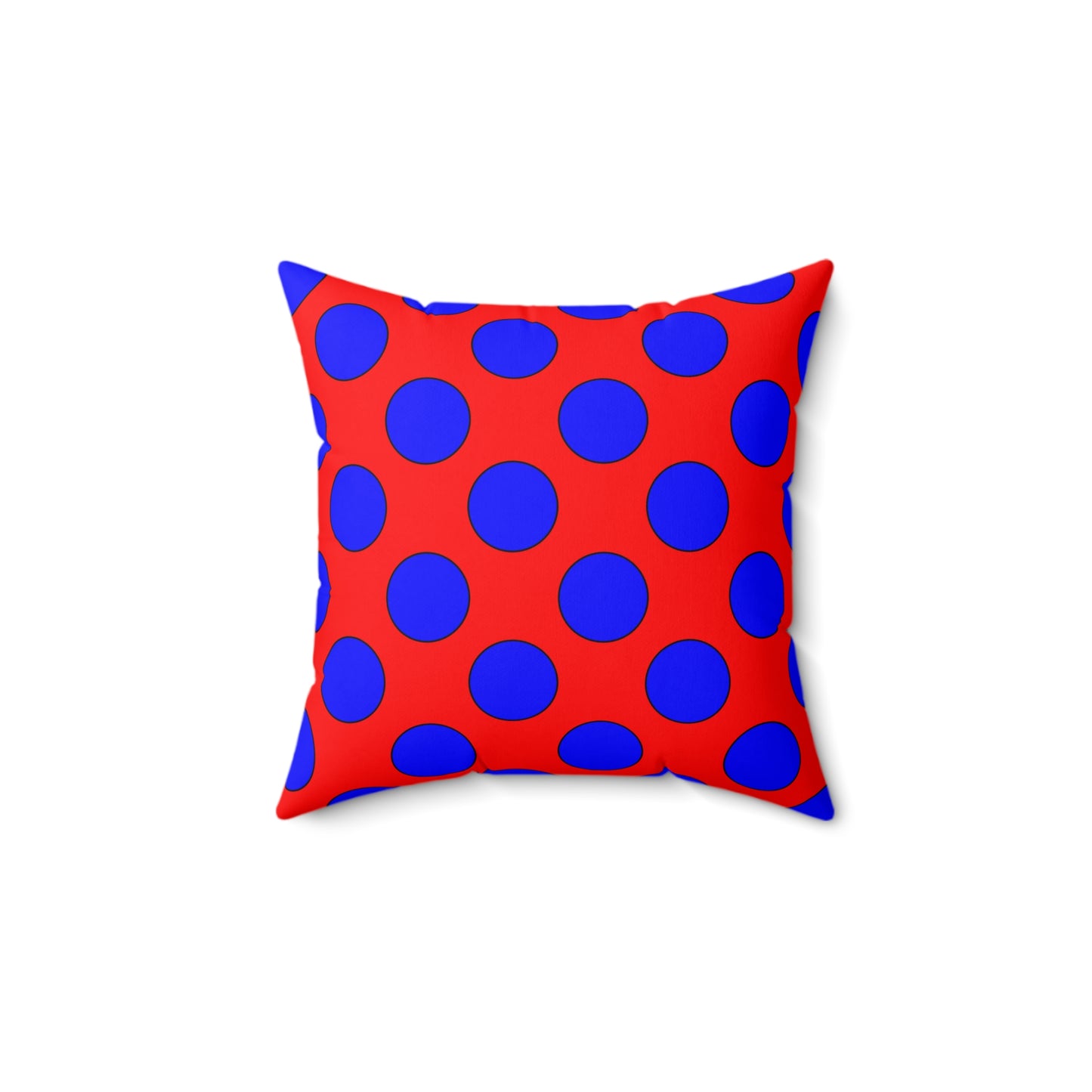 Red, Blue Retro Polka Dots Cushion Pillow