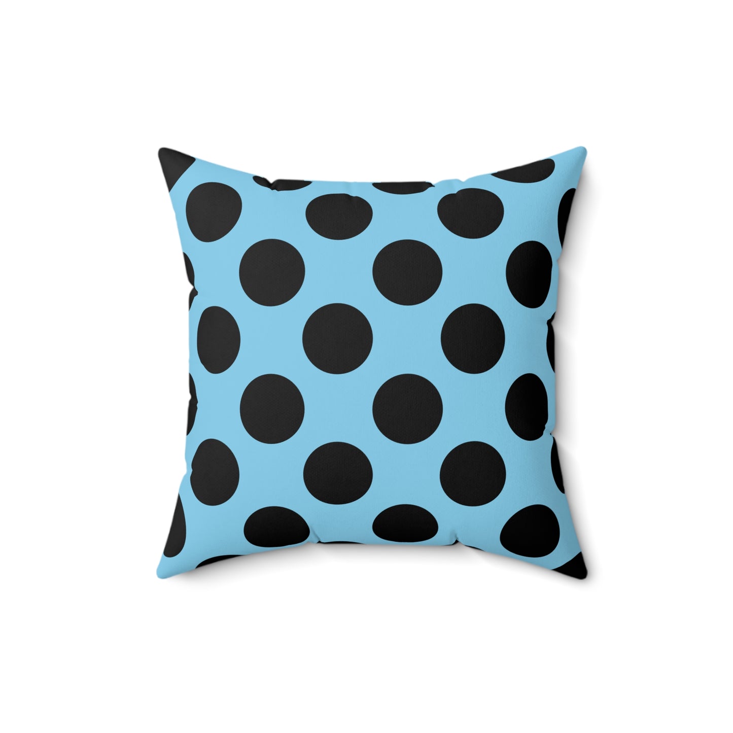 Sky Blue, Black Retro Polka Dots Cushion Pillow