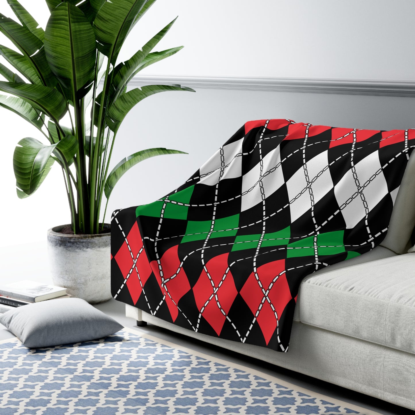 Palestine Retro Argyle Blanket Throw