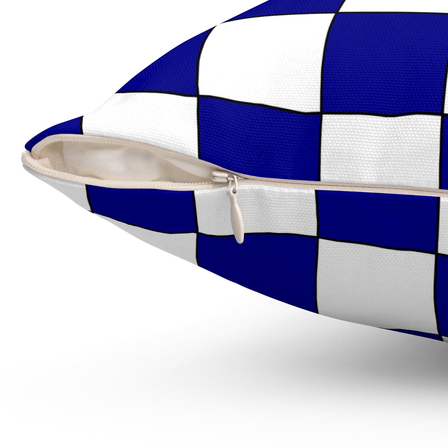 Dark Blue, White Retro Check Cushion Pillow