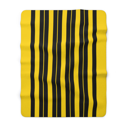 Gold, Black Retro Stripes Blanket Throw