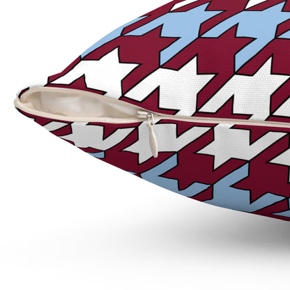 Claret, Blue, White Retro Houndstooth Cushion Pillow
