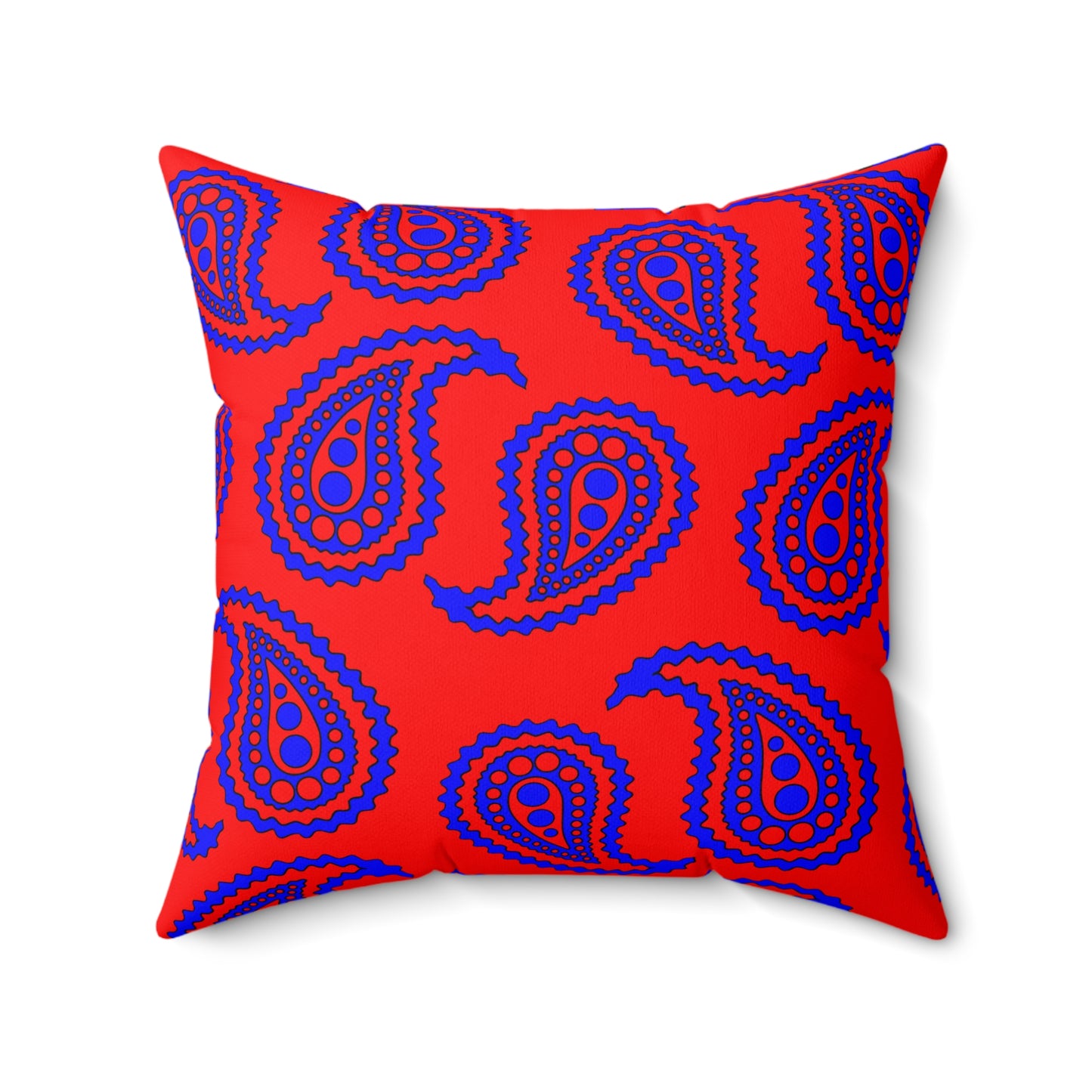 Red, Blue Retro Paisley Cushion Pillow