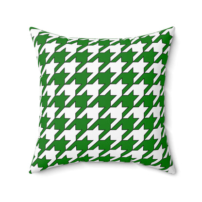 Green, White Retro Houndstooth Cushion Pillow