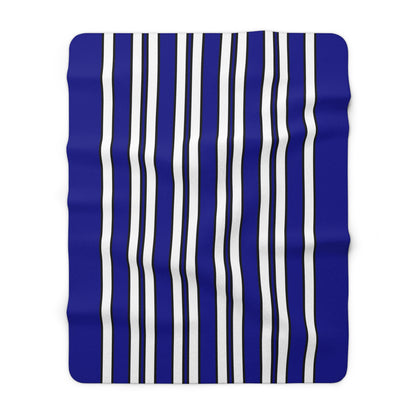 Dark Blue, White Retro Stripes Blanket Throw
