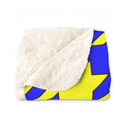 Yellow, Blue Retro Houndstooth Blanket Throw