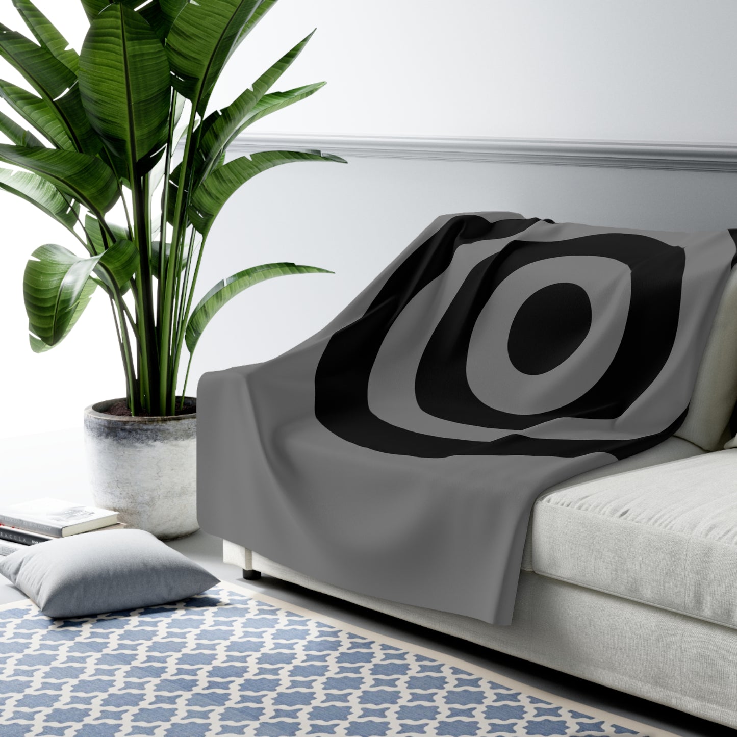 Grey, Black Retro Target Blanket Throw