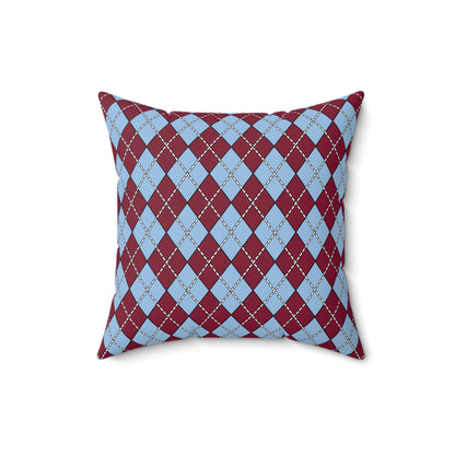 Claret, Blue Retro Argyle Cushion Pillow
