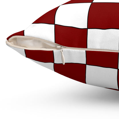Maroon, White Retro Check Cushion Pillow