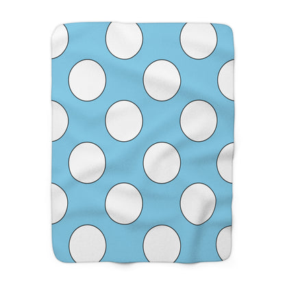 Sky Blue, White Retro Polka Dots Blanket Throw