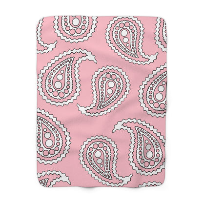 Pink, White Retro Paisley Blanket Throw