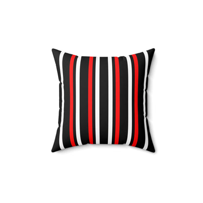 Black, White, Red Retro Stripes Cushion Pillow