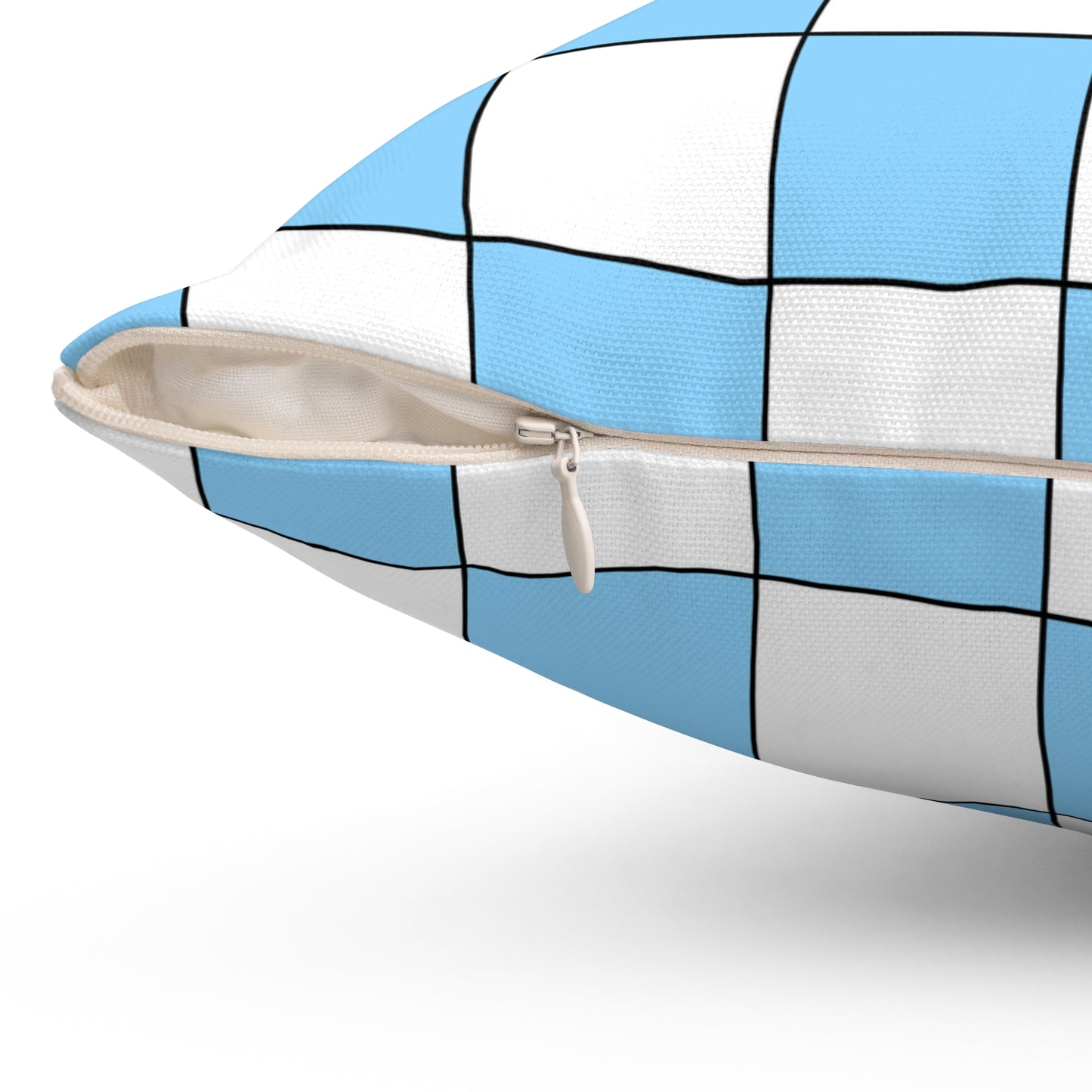 Light Blue, White Retro Check Cushion Pillow