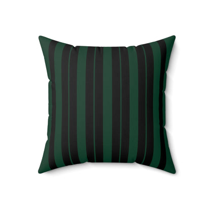 Dark Green, Black Retro Stripes Cushion Pillow