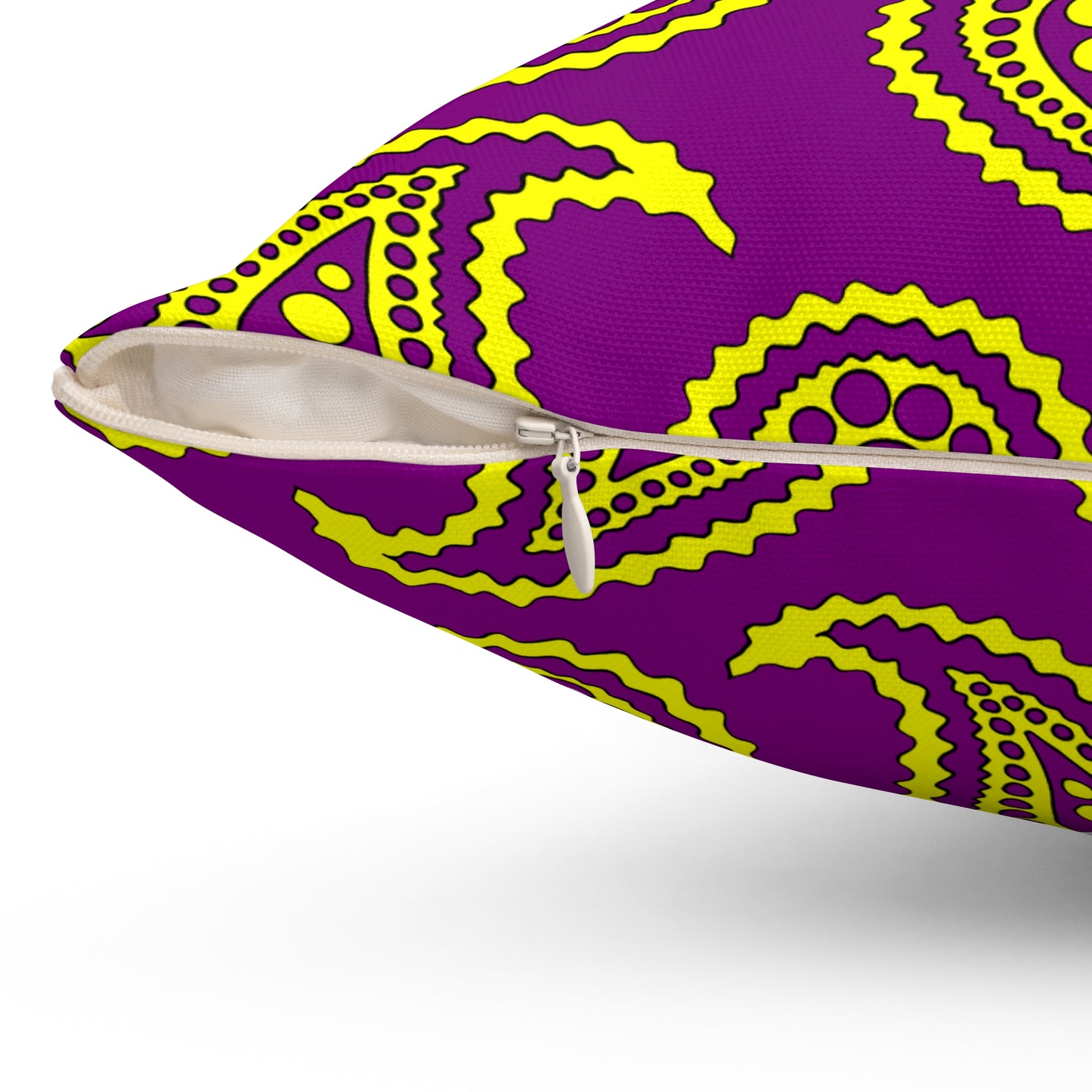 Purple, Yellow Retro Paisley Cushion Pillow