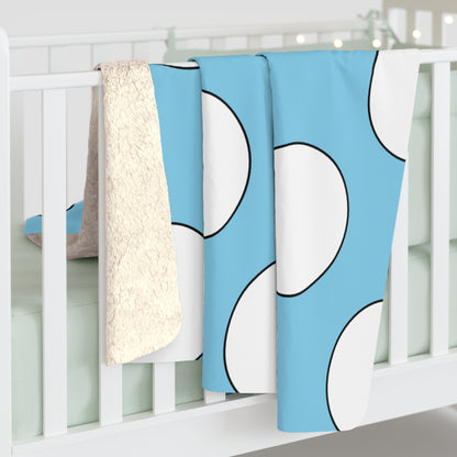 Sky Blue, White Retro Polka Dots Blanket Throw