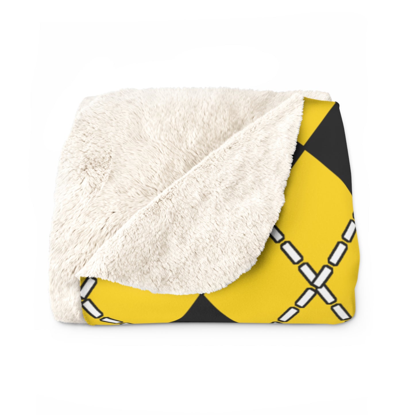 Gold, Black Retro Argyle Blanket Throw