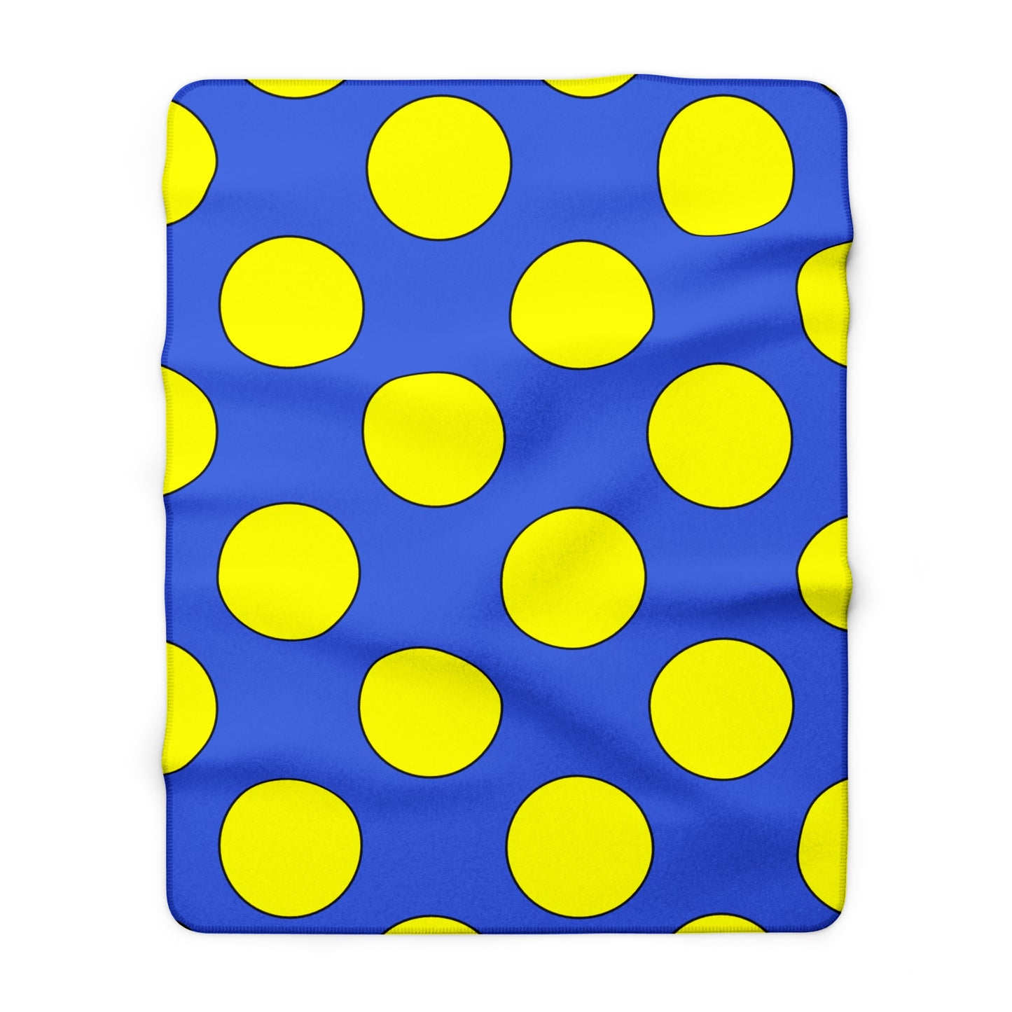 Royal Blue, Yellow Retro Polka Dots Blanket Throw