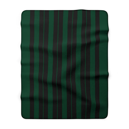 Dark Green, Black Retro Stripes Blanket Throw