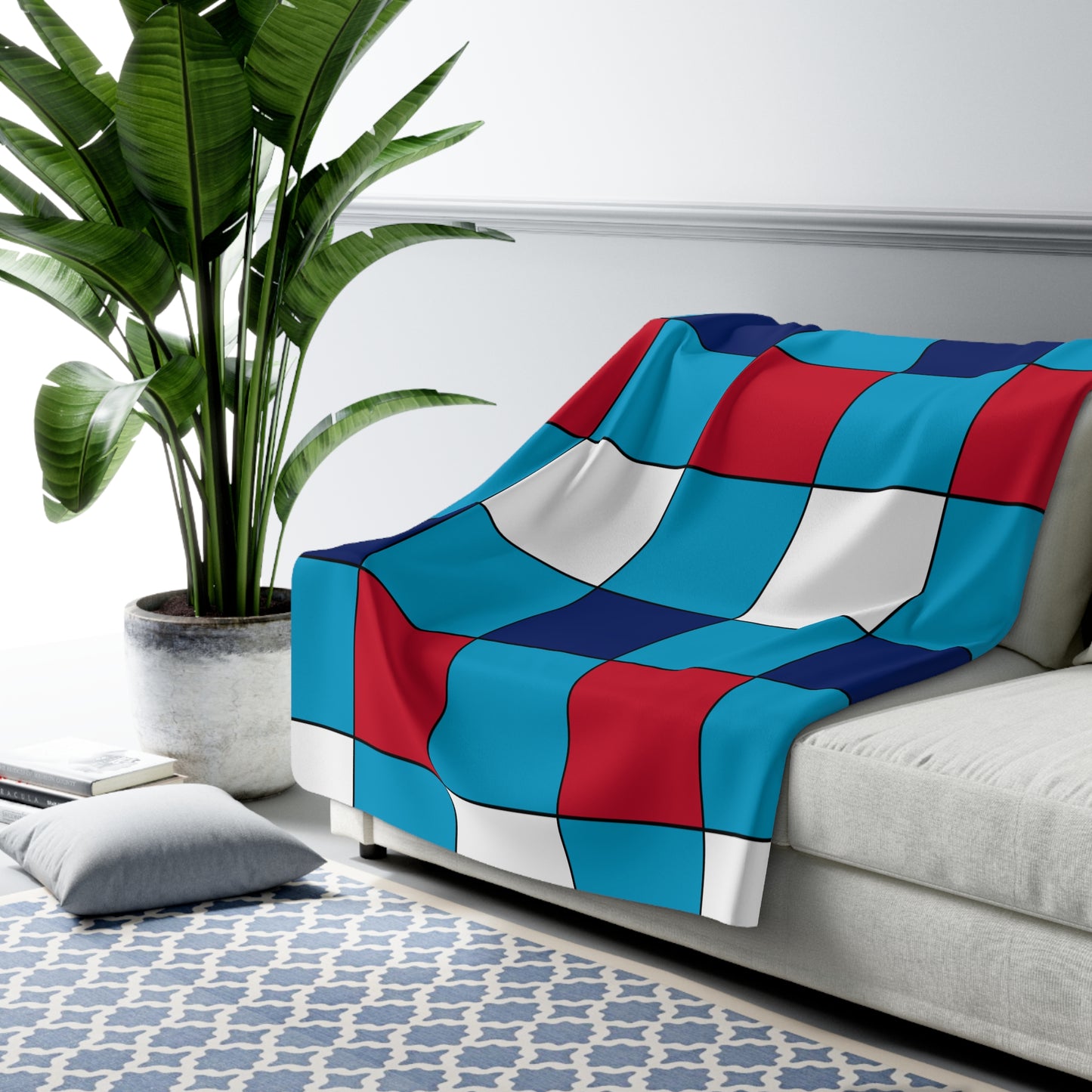 Tuvalu Retro Check Blanket Throw