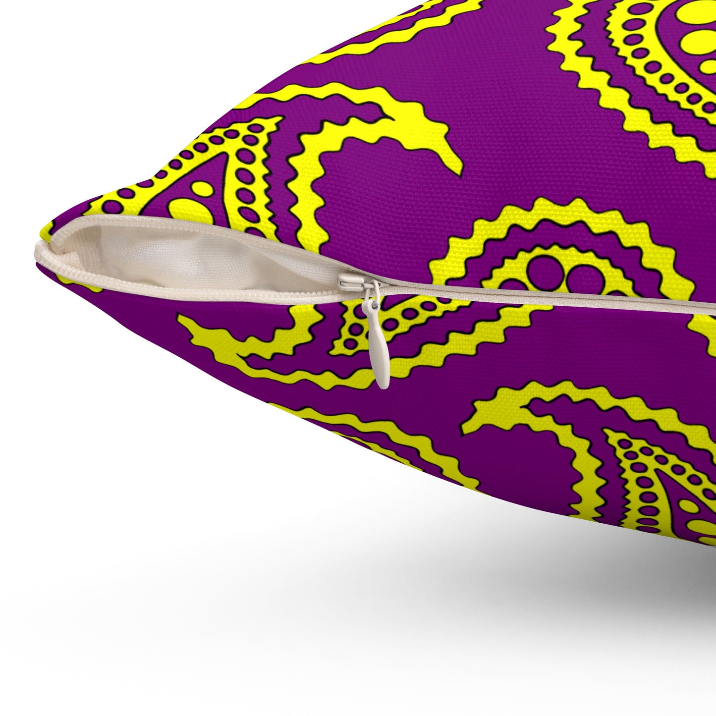 Purple, Yellow Retro Paisley Cushion Pillow