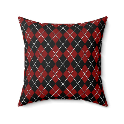 Dark Red, Black Retro Argyle Cushion Pillow
