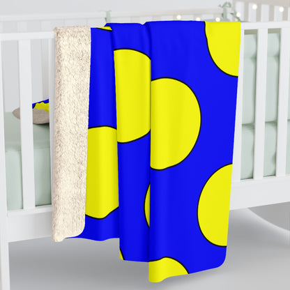 Blue, Yellow Retro Polka Dots Blanket Throw