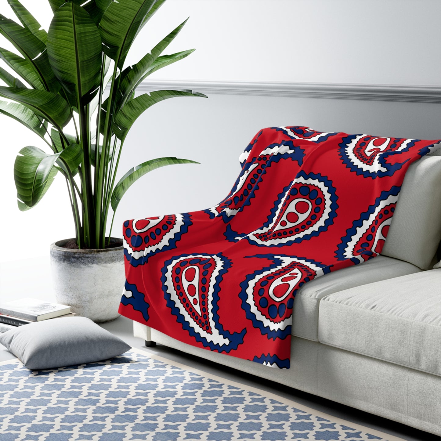 Lao Peoples Democratic Republic Retro Paisley Blanket Throw
