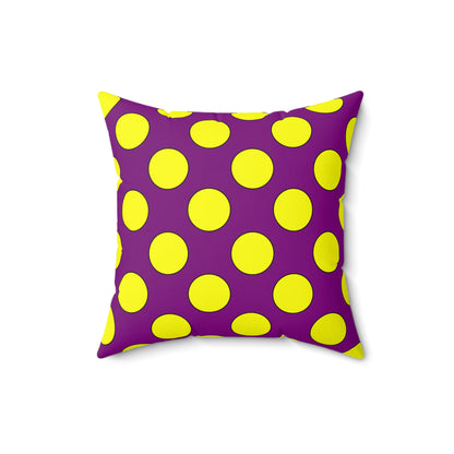 Purple, Yellow Retro Polka Dots Cushion Pillow