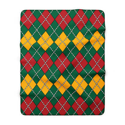 Lithuania Retro Argyle Blanket Throw