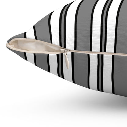 Grey, White Retro Stripes Cushion Pillow