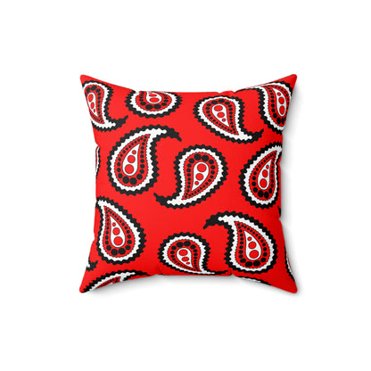 Red, Black, White Retro Paisley Cushion Pillow