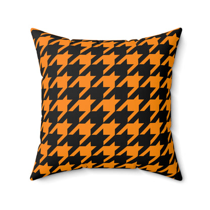 Dark Orange, Black Retro Houndstooth Cushion Pillow