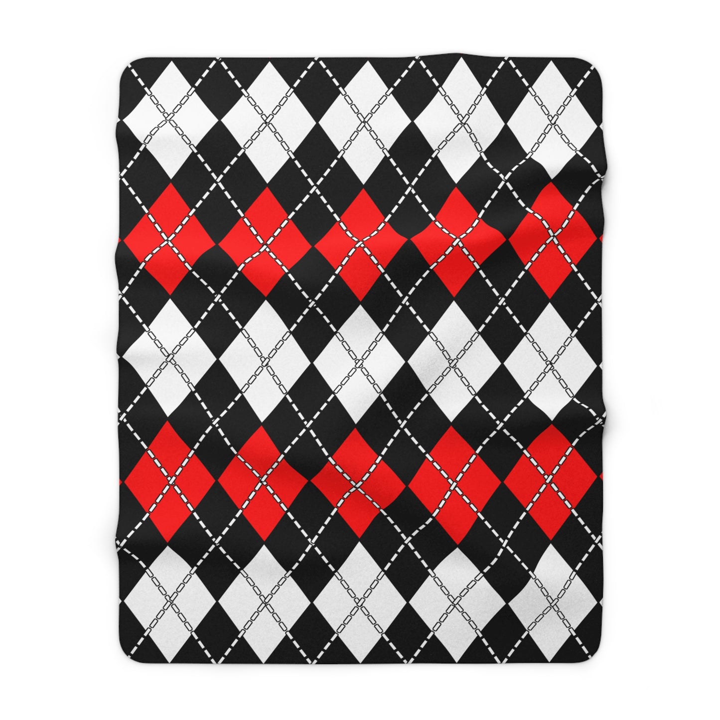 Black, White, Red Retro Argyle Blanket Throw